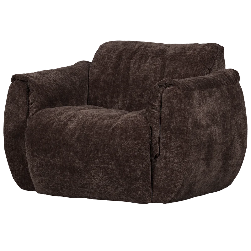 Baggy draaifauteuil 3D chenille donkerbruin