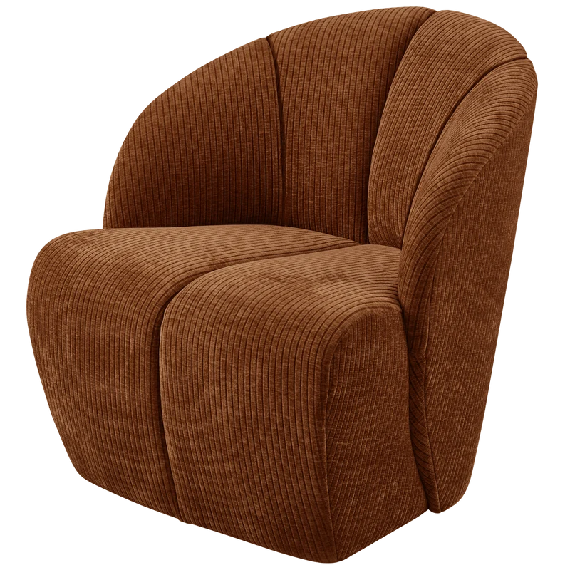 Mojo draaifauteuil ribstof roestbruin