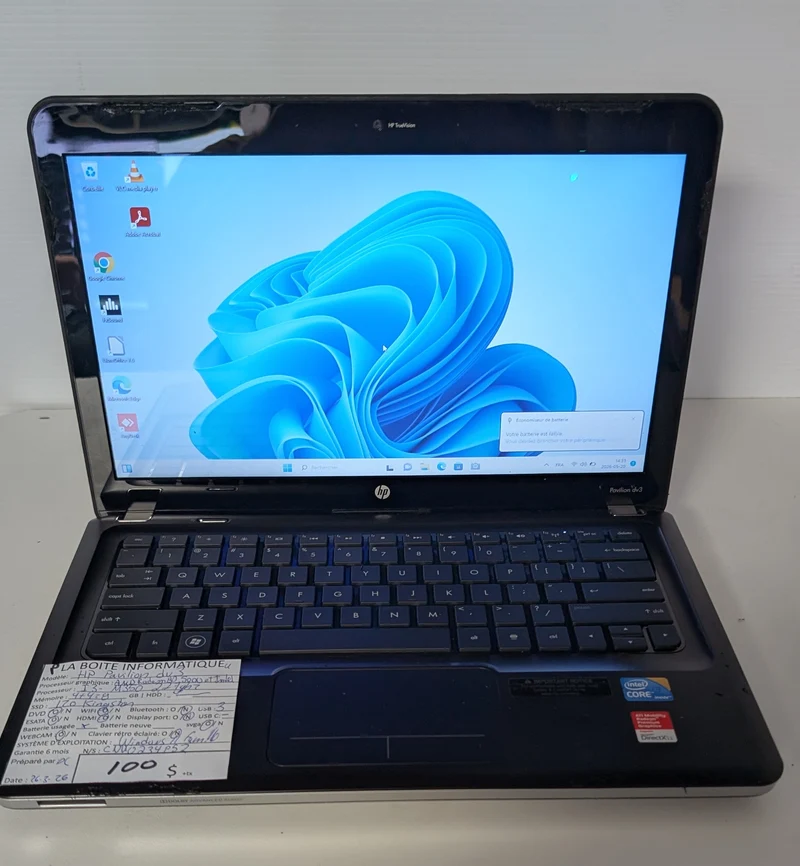 Laptop HP Pavilion dv3 13,3po i3-M350 4Go SSD 120Go Radeon HD 5000 HDMI WiFi Windows 11