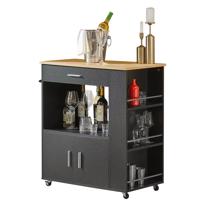 SoBuy FKW113-SCH Desserte Cuisine à roulettes Meuble Cuisine Rangement Desserte de Cuisine Plan de Travail Cuisine Buffet Cuisine Petit Meuble de Rangement Noir 75x46x83 cm