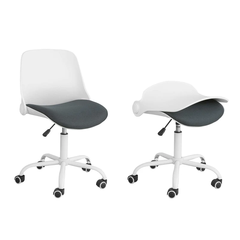 SoBuy FST87-W Chaise de Bureau Ergonomique Dossier Pliant Fauteuil Pivotant Chaise pour Ordinateur