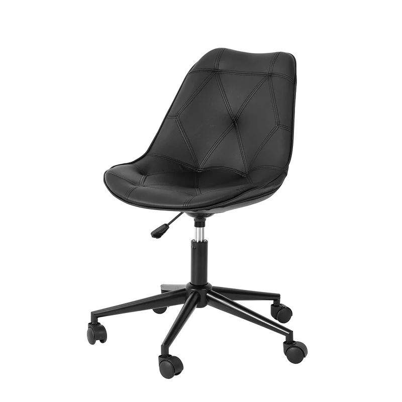 SoBuy FST85-SCH Chaise de Bureau Ergonomique Chaise Pivotante Chaise pour Ordinateur, Assise en Cuir PU, Hauteur Réglable 43-53cm