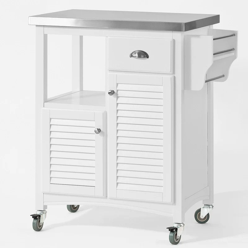 SoBuy FKW37-W Desserte sur roulettes avec Plan de Travail Résistant aux Empreintes