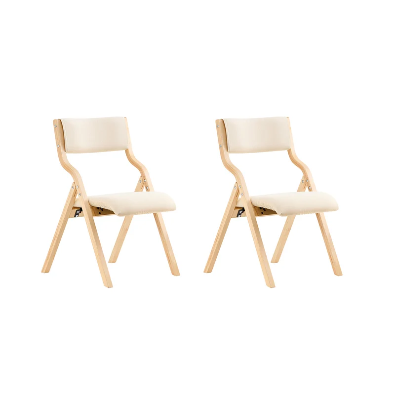 SoBuy FST40-Wx2 Lot de 2 Chaises Pliantes Rembourrées en Bois – Blanc