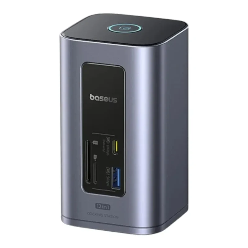 Hub USB-C 12-en-1 Aluminium – Dual 4K@60Hz, Charge 100W, Vitesse 10Gbps, Design Vertical Premium