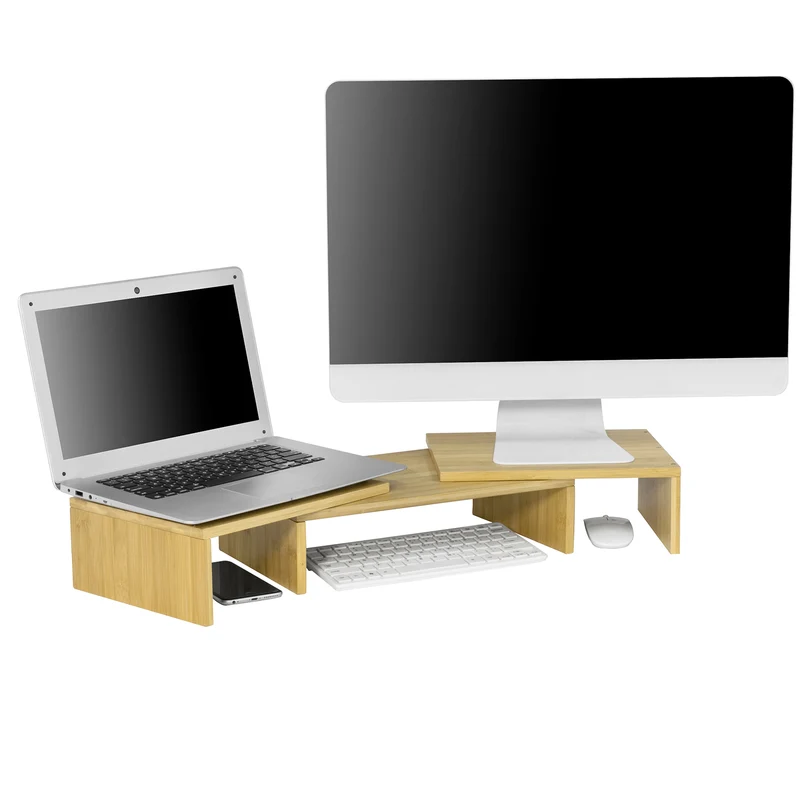 SoBuy BBF08-N Support de Moniteur Écran Extensible, Support pour Écrans d'ordinateur Universal ou PC Portable avec Longueur et Angle Réglable