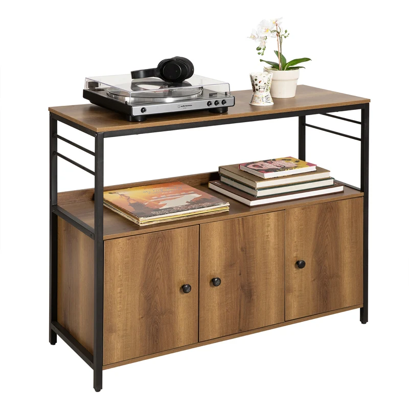 SoBuy FSB63-PF Buffet Meuble de Rangement Armoire Multi-rangements avec 3 Portes, pour Cuisine, Salle à Manger, Salon, Cadre en Acier Stable