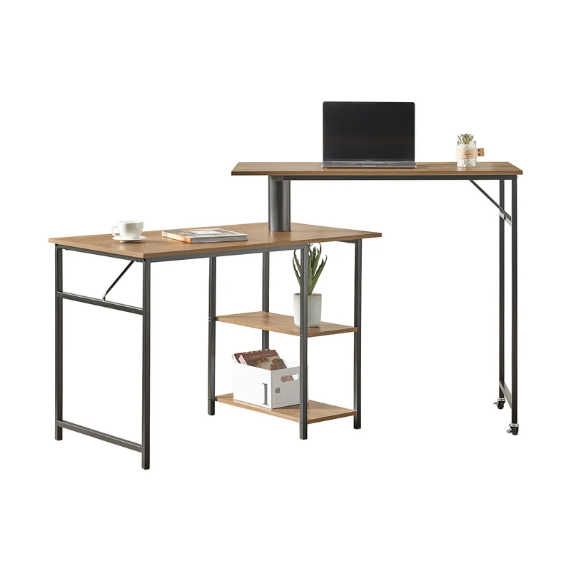 SoBuy FWT93-F Bureau Informatique Bureau Rotatif 360°, Bureau d'angle, Bureau Assis Debout