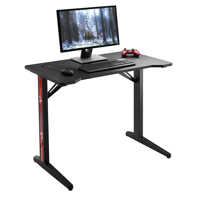 SoBuy FWT80-SCH Bureau Gaming Bureau de Jeu Bureau Informatique Ordinateur Table de jeu Gamer Pro