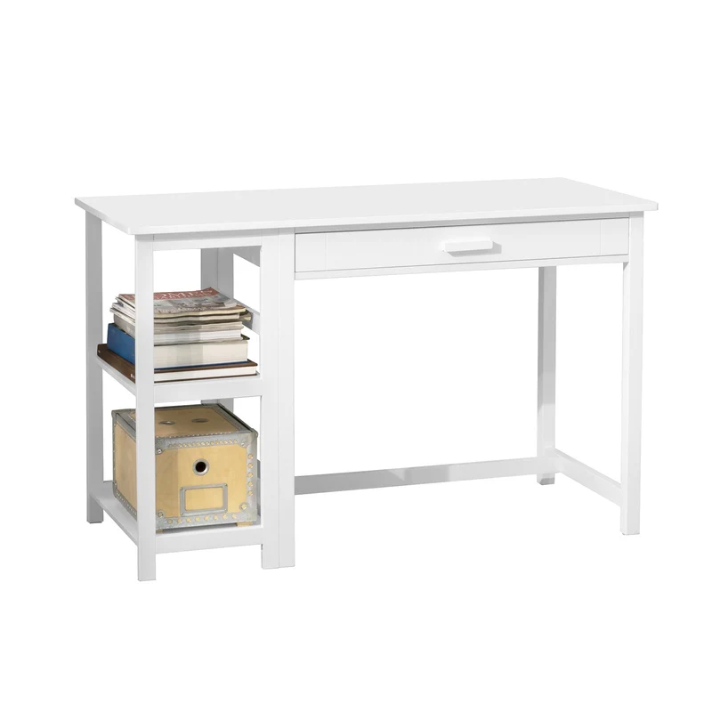 SoBuy FWT71-W Bureau Informatique Table d’étude Bureau d'Ordinateur avec Grand Plan de Travail, 2 étagères et 1 tiroir