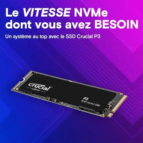Crucial P3 2To - PCIe Gen3 NVMe SSD - 3500 Mo/s
