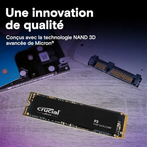 Crucial P3 1To - PCIe Gen3 NVMe SSD interne - 3500 Mo/s - CT1000P3SSD801