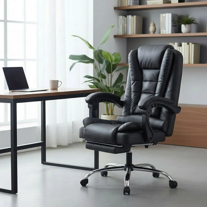 Fauteuil de Bureau Ergonomique avec Repose-Pieds - Dossier Haut Inclinable