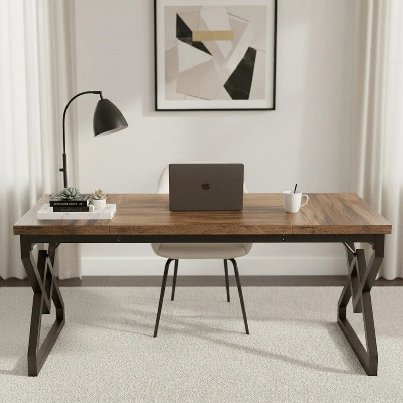 Bureau Bois Exécutif Style Industriel - 160cm