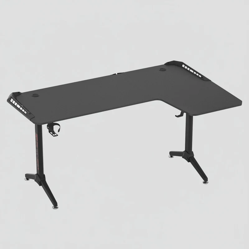 Bureau Gaming LED en L - Configuration Ergonomique avec Éclairage RGB 162cm