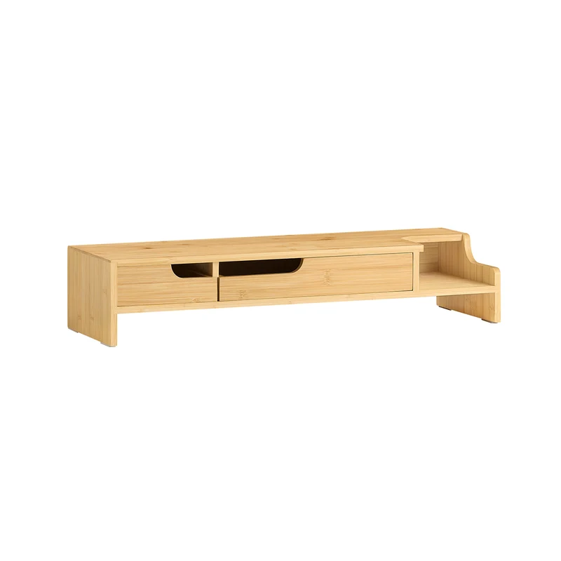 SoBuy BBF12-N Réhausseur d'écran Support de moniteur écran ergonomique Support pour écran d'ordinateur universal, 2 tiroirs
