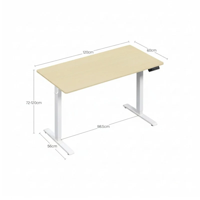 Bureau Assis Debout Électrique 120x60cm Réglable en Hauteur avec Port USB, Fonction Mémoire et Porte Casque Latéral
