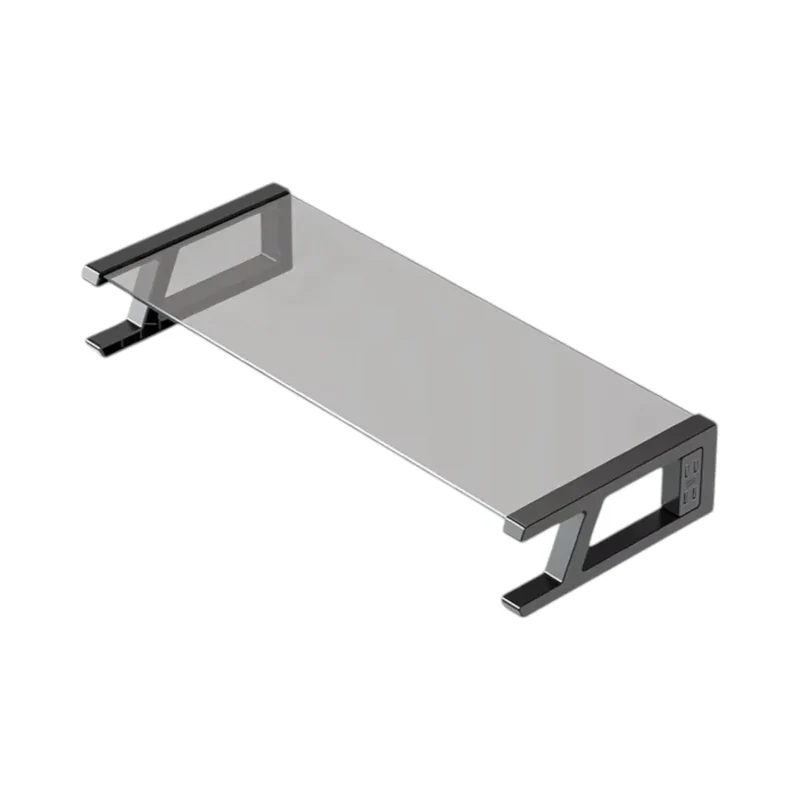Support écran PC VisionHub en Verre Trempé - Hub 4 USB - Posture ergonomique & Rangement