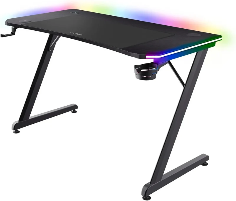 Bureau Gamer Trust GXT 709 Luminus 120 x 60 cm RGB Noir