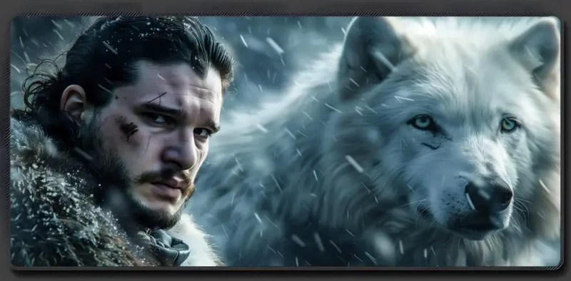 Tapis de Souris Game of Thrones Jon Snow & Ghost 800x400 - XXL Gaming