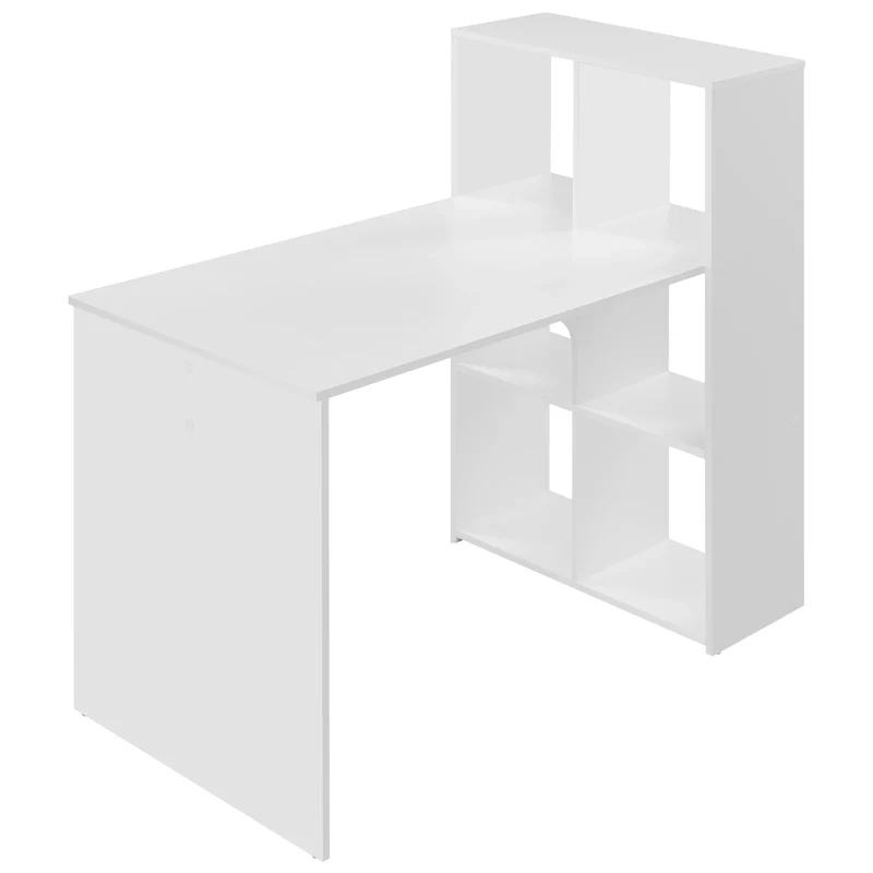 Bureau Blanc LYRAX 120x60 : Espace optimisé - Bibliothèque réversible