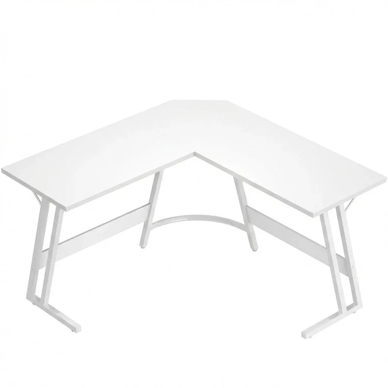 Bureau d'angle blanc KRYON 130x130 : Horizon infini - Structure en Z épurée